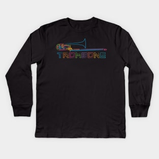 Rainbow Trombone Kids Long Sleeve T-Shirt